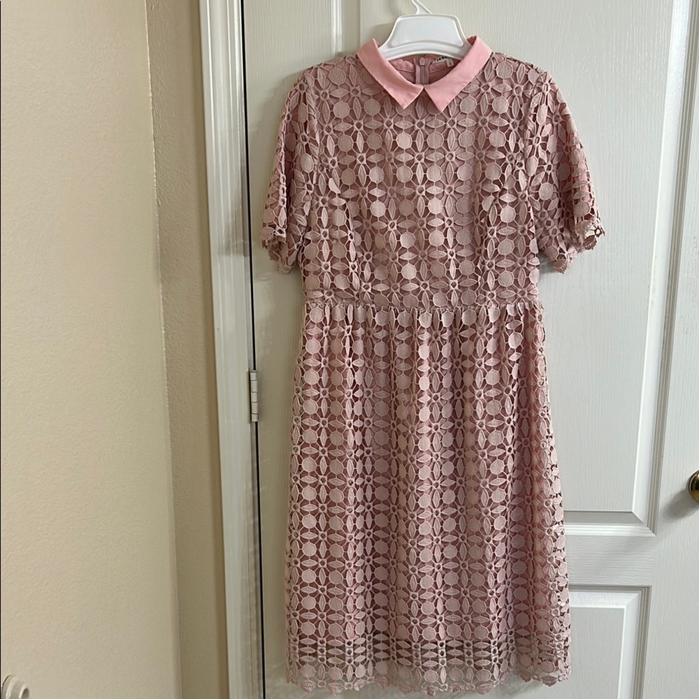 Pink Lace Short Sleeve Dress